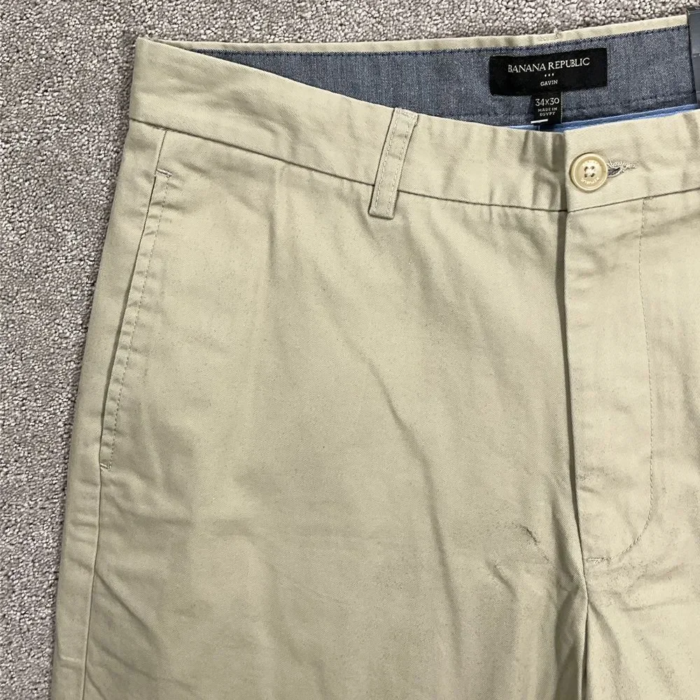 Banana Republic Pants Men‎ 34W 30L Khaki Gavin Chino Straight Fit Classic Cotton